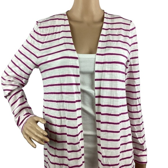 Chico's Stripe Cardigan Size S Ultra Violet Long Sleeve Open Front - Picture 2 of 7